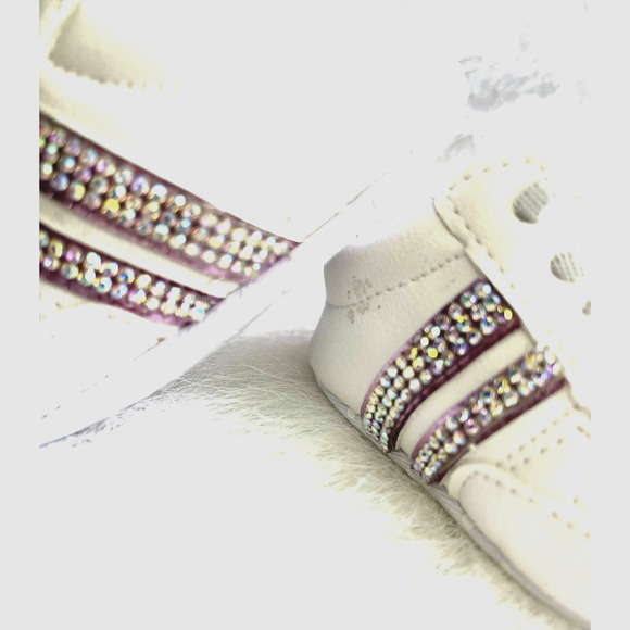 Baby Girl Sporty Striped Crystaled Sneakers 0-6 Months - Picture 4 of 6